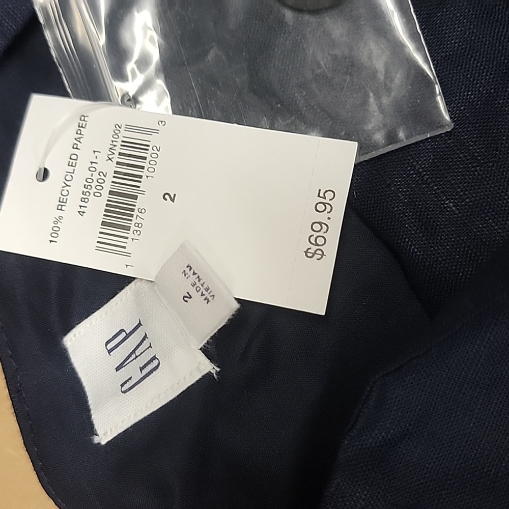 Gap Women’s Button Front Linen Apron Dress in Uniform Navy. Size 2 New W/ Tags! - Picture 6 of 6
